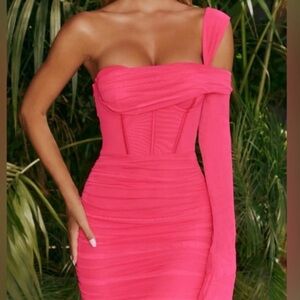 Oh Polly Mesh Off the Shoulder Mini Dress